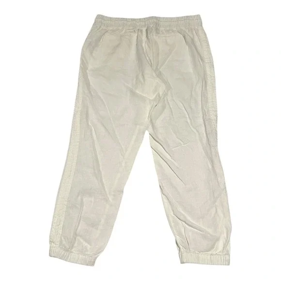 Athleta White Linen Blend Jogger Pants Drawstring Waist Pockets Casual 16 - Picture 11 of 14